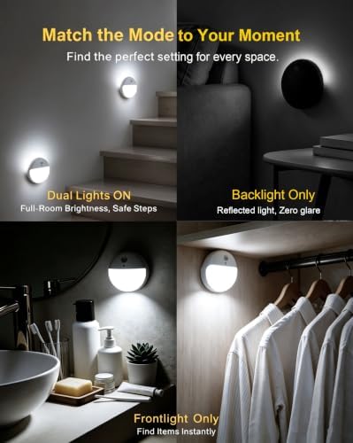 YUNLEX Toilet Light Motion Sensor 2 Pack, LED Nightlight Battery Powered