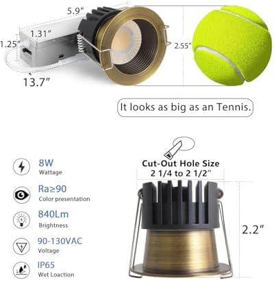Adetu 4 Pack 2 Inch 5CCT Bronze Anti-Glare LED Recessed Ceiling Light