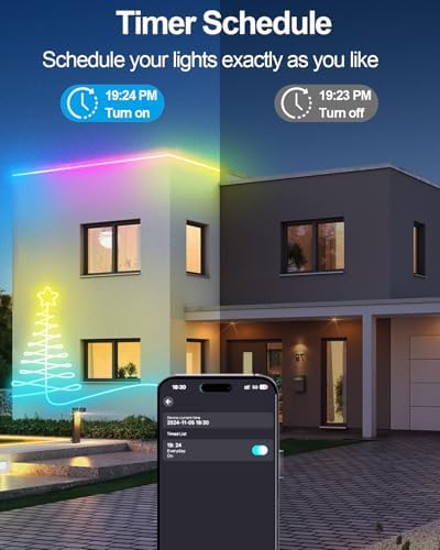 16.4Ft Smart Neon Rope Lights USB, LED Rope Lights IC & RGB Color Changing
