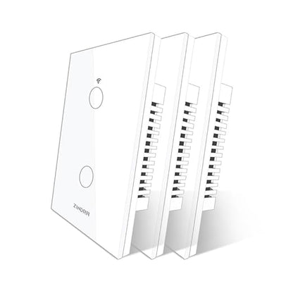 Smart Touch Wall Light Switch with Matter, Tempered-Glass Panel, Neutral Wire Required, Single-Pole, 2.4GHz Wi-Fi, App/Voice Control with Alexa/Google/Apple Home, Timers & Schedules 2 Gang – 3 Pack