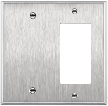 ENERLITES Combination Blank Device & Decorator Switch Metal Wall Plate