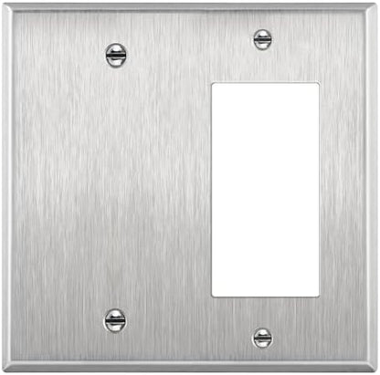 ENERLITES Combination Blank Device & Decorator Switch Metal Wall Plate