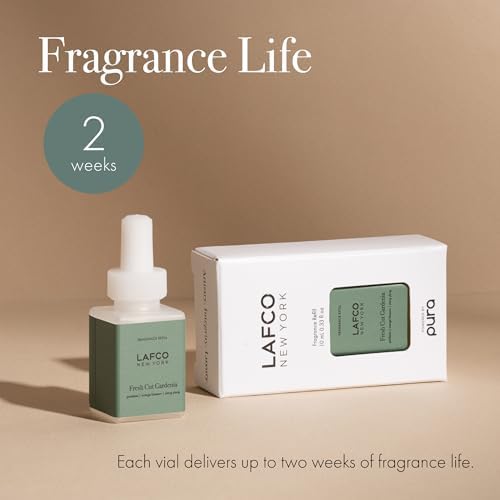 LAFCO New York Pura Smart Device Refill, Fresh Cut Gardenia - Pack of 2 - Each Vial Delivers Up to 2 Weeks of Fragrance Life - Made in the USA