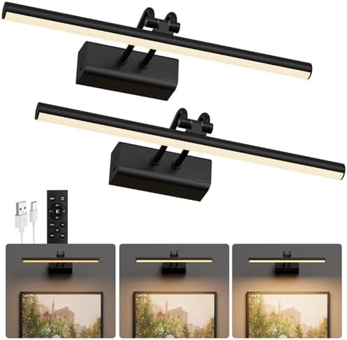 Battery Operated Wall Light, 13.8'', Set of 2, Black, RF Remote Control
