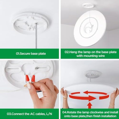 TALOYA 2 Pack 18" Dimmable Flush Mount Ceiling Light Fixture,5CCT,White