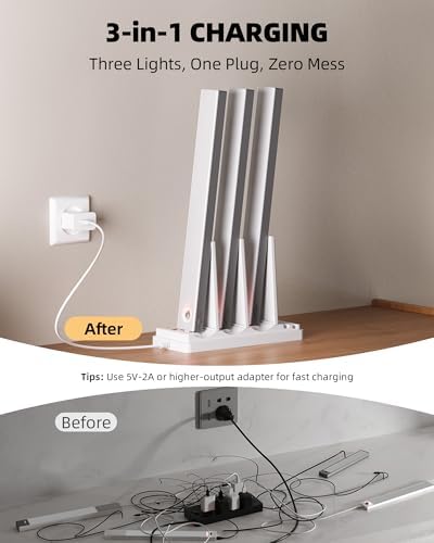 EZVALO 13inch Under Cabinet Lighting with Charging Station, 3200mAh Rechargeable Wireless Motion Sensor Lights, 96 LEDs, 3 Color Temps, Dimmable, Timer, Magnetic, with Remote for Kitchen (6 Pack)