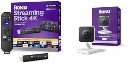 Roku Streaming Stick 4K + Roku Indoor Camera - Home Security - 1-Pack