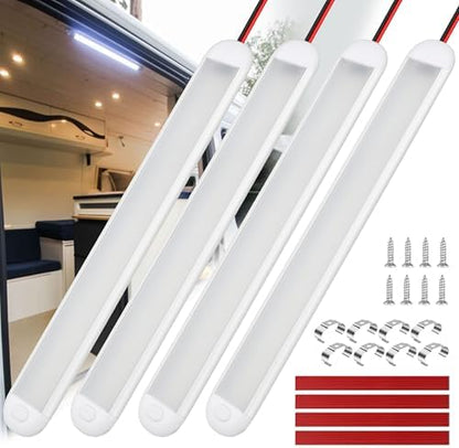 RVZONE 4‑Pack 12V LED Interior Light Bar,120LEDs 1800LM for RV Truck
