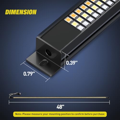 Nilight Truck Tailgate Light Strip 48" Aluminum Frame Triple Row 780 LED Strip with Red Running Brake Lights White Reverse Amber Sequential Turn Signals Strobe Lights，2 Years Warranty