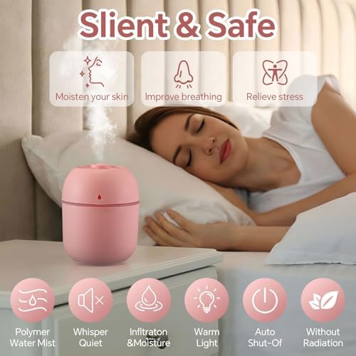 Hortsun 6 Pcs Mini Humidifiers, 220ml Humidifier for Plant,Pink
