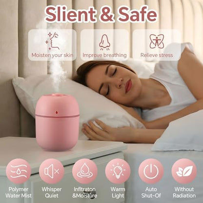 Hortsun 6 Pcs Mini Humidifiers, 220ml Humidifier for Plant,Pink