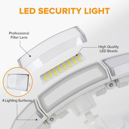 LUTEC 75W 8000 Lumen Floods Light Outdoor, Switch Controlled LED Security Lights with 3 Adjustable Heads, 5000K Daylight, IP65 Waterproof Exterior Flood Light for Outside Garage, Yard, Patio-White