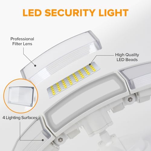 LUTEC 75W 8000 Lumen Floods Light Outdoor, Switch Controlled LED Security Lights with 3 Adjustable Heads, 5000K Daylight, IP65 Waterproof Exterior Flood Light for Garage, Yard, Patio (White) - 2 Pack