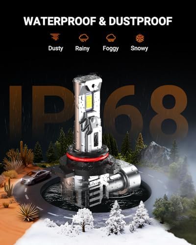SEALIGHT 9012 Bulbs, 50000LM 900% Brighter HIR2 Powersport Fog Bulbs with Cooling Fan for 60000 Hours Longer Lifespan, IP68 Waterproof, Quick Installation, Pack of 2