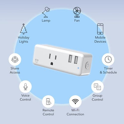 Geeni Switch + Charge Smart Wi-Fi Plug, 2 USB, Energy Saving, App Control