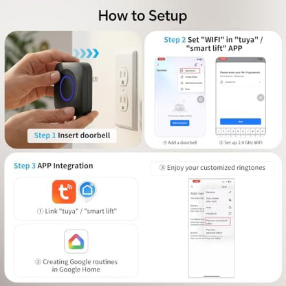 WIFI Wireless Doorbell Chime Compatible with Ring, Nest, Blink