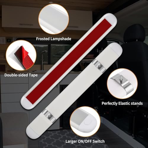RVZONE 4‑Pack 12V LED Interior Light Bar,120LEDs 1800LM for RV Truck
