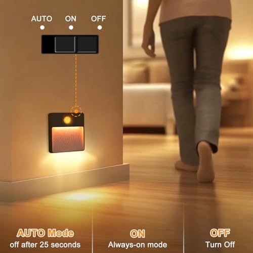 Guankai 8 Pack Motion Sensor Stair Light for Indoor, Rechargeable Battery Operated Night Lights, RGBW Stick On Closet Lamp, Motion Activated Magnetic Lighting Lamps for Step, Cabinet,Hallway,Bathroom