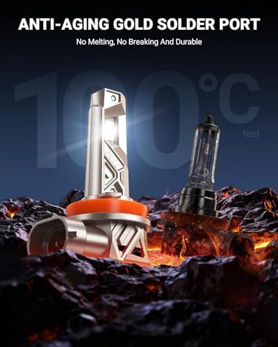 SEALIGHT H11 Bulbs or H8/H9/H16 Light, 66000LM 1000% Bright S6 Pro H11 Bulb with 2026 4th LED Chips, 70000hrs+ Lifespan Drving Light, 6500K White 1:1 Design Plug and Play Fog Light, Pack of 2