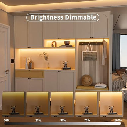 MIWISE COB LED Strip Light 20ft/6.1m,CRI 90+ Warm White 2700K High Lumen Dimmable Super Bright Flexible DC24V LED Tape Light with Controller/Dimmer,for Cabinet Home Office DIY Lighting Projects