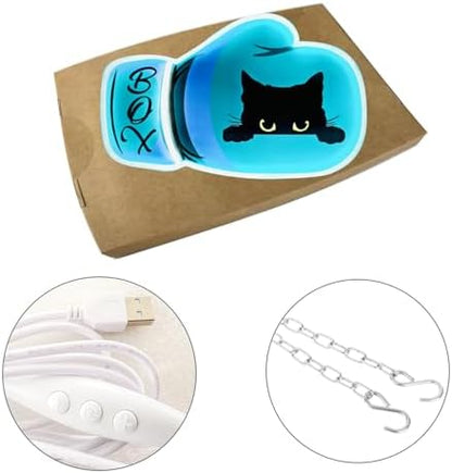 UV AcrylicPlate Pattern Neon Light Boxing Set neon Light LED USB 5V Happy Cat Neon Light Suitable For Bedroom Living Room Restaurant Bar Club Party Decoration Gift Business Shop