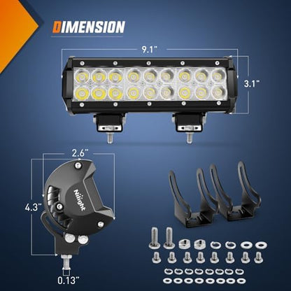 Nilight LED Light Bar 9Inch 54W 3600LM Spot Off Road Driving Lamp