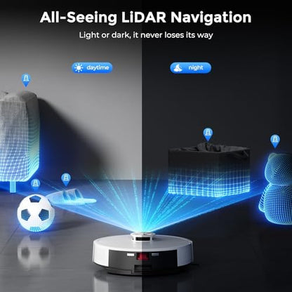Robot Vacuum and Mop Combo, Robot Vacuum Cleaner with Bagless Self Emptying Station, 18000Pa Suction, LiDAR Navigation, ideal for Pet Hair, Carpet & Hard Floor, Compatible with App/Alexa/Voice Control