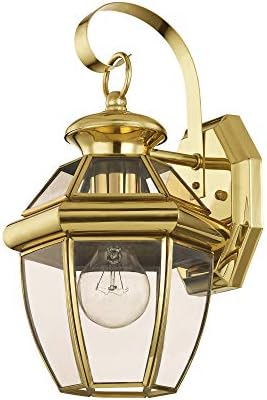 Livex Lighting 2051-02 Monterey 1-Light Wall Lantern, Polished Brass
