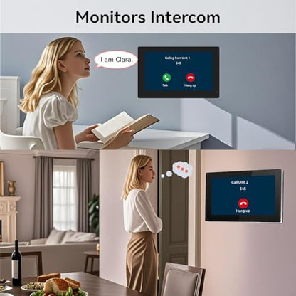 Smart Home Video Intercom System,Wired Video Doorbell with 2X 7-inch Touch Screens,Remode Unlocking via App/RFID,Two-Way Audio,Night Vision,WIFI6 2.4/5GHz,2 Unit Household