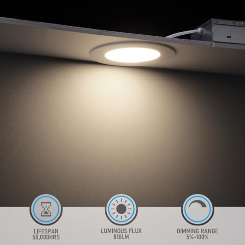 TORCHSTAR 12-Pack 4 Inch Ultra-Thin LED Recessed Light, CRI90 9W, 4000K
