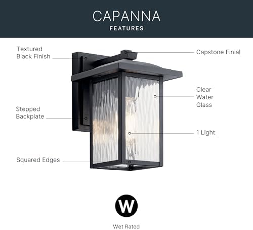 Kichler Capanna 10.25" Outdoor Wall Light, Black, 49924BKT