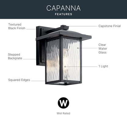 Kichler Capanna 10.25" Outdoor Wall Light, Black, 49924BKT