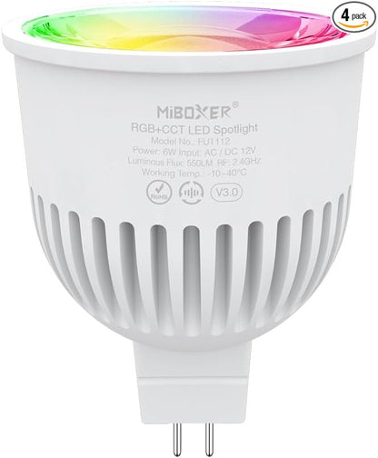 LGIDTECH FUT112 Miboxer 6W MR16 RGB+CCT LED Spotlight Bulb, Color Changing & Temperature Adjustable, Memory Function, Smartphone Can't Control Directly (4)