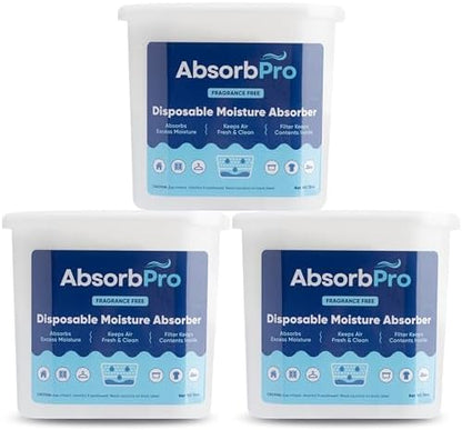 Absorb Pro Moisture Absorber Tub 18 oz, Fragrance Free, 3-Pack