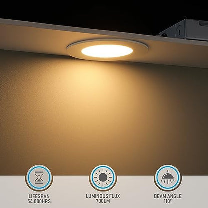 TORCHSTAR 12-Pack 4 Inch Ultra-Thin LED Recessed Light, 10W, 2700K