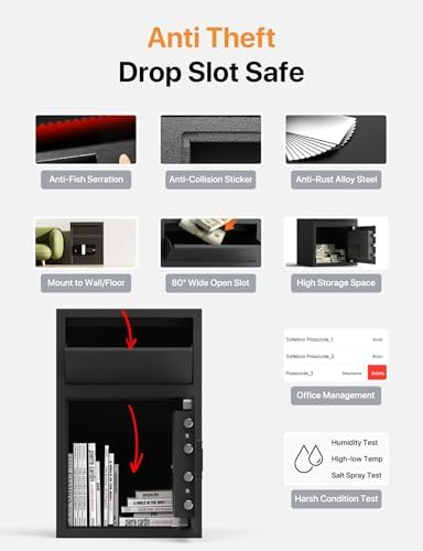 FORFEND Smart Money Safe App Alarm | Kidnap Alarm, Tamper Proof, Voice Command Depository Drop Safe Box Anti-Pry| Multi-User Cash Safe for Home Office