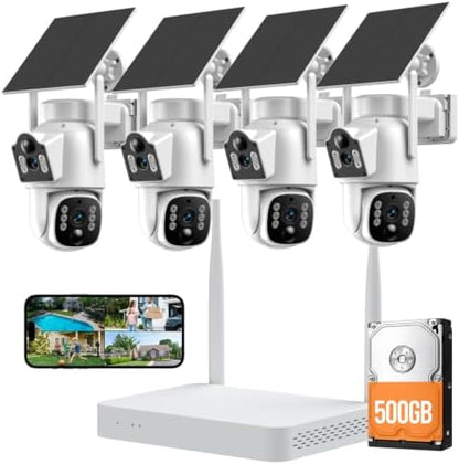 Camcamp Solar Security Cameras Wireless Outdoor, Dual-Lens Camera System