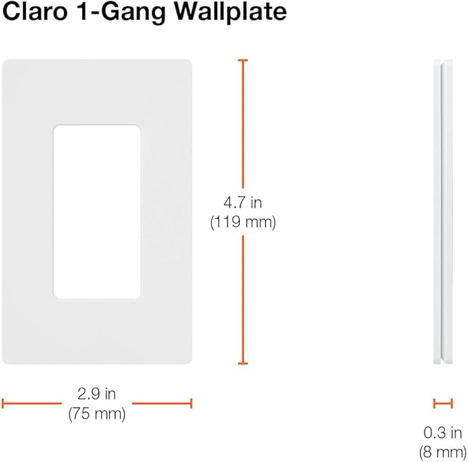Lutron Claro Light_Switch Cover Plate-Gang Wallplate, for Decorator Light Switches, Screwless Switch Plate Cover, Gloss, CW-1-LA, Light_Almond (Pack of 2)