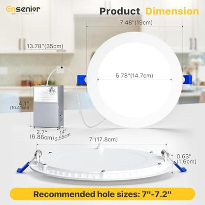 Ensenior 24 Pack 7 Inch LED Recessed Ceiling Light, 5CCT, 1600LM 15W 120V