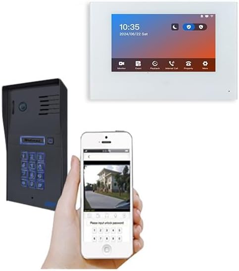 GBF Smart Video Door Phone & Doorbell Intercom System Kit,1080P HD, Smart Keypad, One 7" Touch Monitor (One 3rd gen IP Door Station PL963PMBL-POE and one Upgraded IP Indoor Monitor MR930)