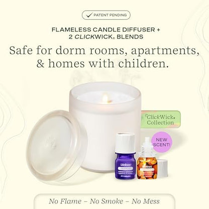 Lifelines Flameless Candle Diffuser with 2 Clickwick Essential Oil Blends