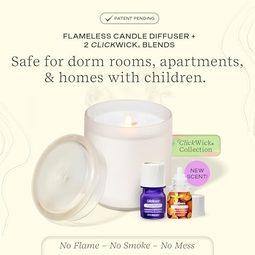 Lifelines Flameless Candle Diffuser with 2 Clickwick Essential Oil Blends