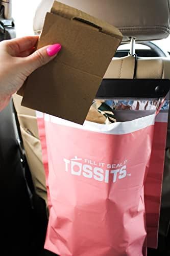 Tossits Hanging Car Trash & Garbage Bags, Disposable, Pink 21 Count