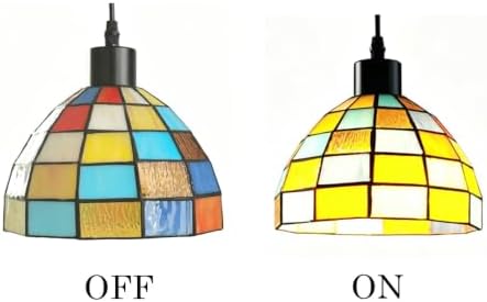Screw-in Pendant Light Tiffany Style Stained Glass Hanging Lights,Recessed Light Conversion Kit with E26 Screw in Adapter for Dining Room,Bedroom& Kitchen Island Lighting (Tiffany)
