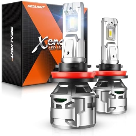 SEALIGHT H11/H8/H9 Light Bulbs 30000LM, 6500K Cool White Fog Lights for Powersports, Real 1:1 Mini Size Plug and Play, Pack of 2