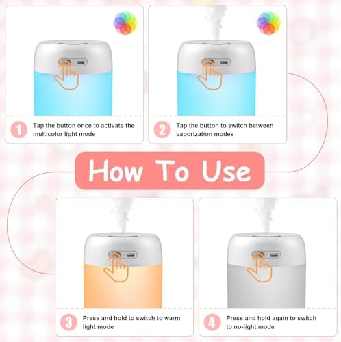 Plant Humidifier Indoor, 650ml Humidifier for Plants, White