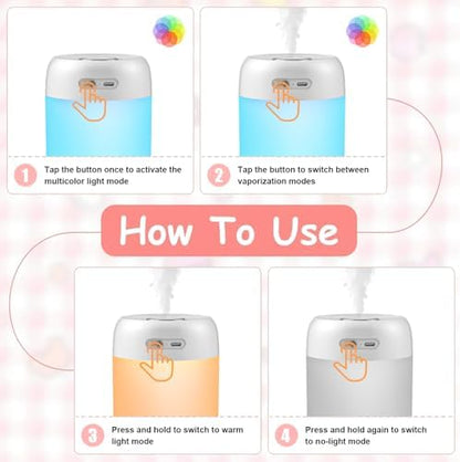 Plant Humidifier Indoor, 650ml Humidifier for Plants, White