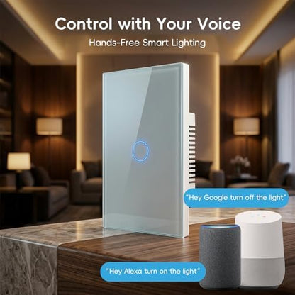 iPazzPort Matter Smart Touch Light Switch, 1-Gang Single Pole