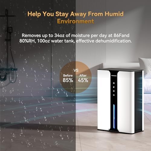 PTHRAOUTA Home Dehumidifier with Drain Hose, with Air Reusable Filter