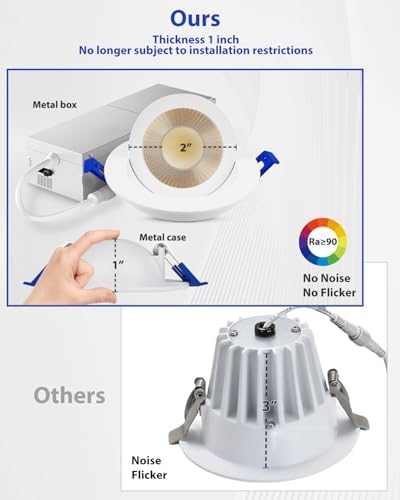 Adetu 4 Pack 2 inch 5CCT LED Gimbal Recessed Light, 5W=50W, 550LM, 120V